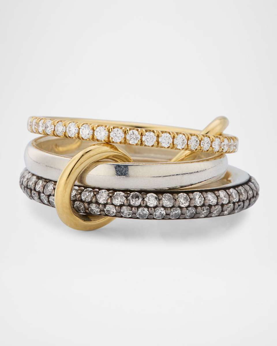 18K Gold, Silver and Black Rhodium Scorpio SG Gris Ring with Diamonds